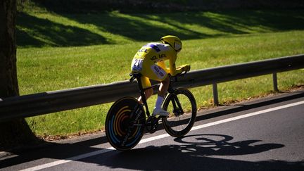 Julian Alaphilippe lors du contre-la-montre de Pau sur le Tour de France 2020. (MARCO BERTORELLO / AFP)