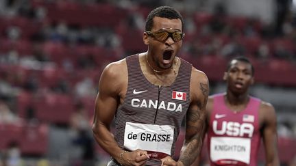 Le Canadien Andre de Grasse, champion olympique du 200 mètres aux Jeux de Tokyo.&nbsp; (JAVIER SORIANO / AFP)