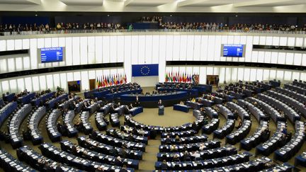 L'hémicycle du Parlement européen de Strasbourg, le 17 avril 2019. (NOÉMIE BONNIN / RADIOFRANCE)