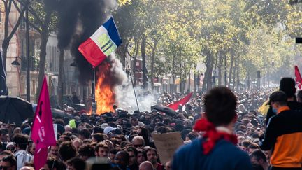 Des incidents ont entaché la Marche pour le climat, le 21 septembre, à Paris. (JULIETTE PAVY / HANS LUCAS / AFP)