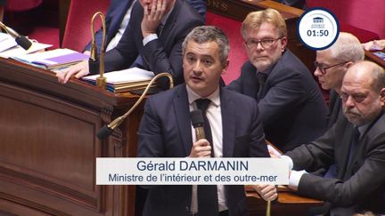 Gérald Darmanin annonce l'interpellation de sept personnes dans l'attaque de Crépol, à l'Assemblée nationale, le 21 novembre 2023.