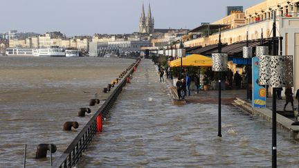 La Garonne en crue&nbsp;à Bordeaux (Gironde), le 13 février 2016.&nbsp; (MAXPPP)