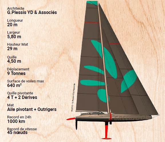 Projet de l'Imoca en bois, publié dans le dossier de presse de Marc Thiercelin, en 2024. (Marc Thiercelin)