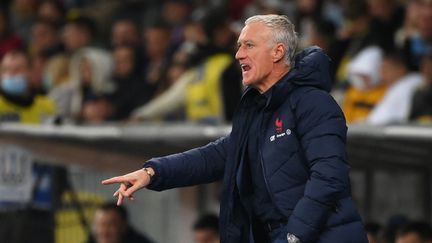 Didier Deschamps lors du match face à l'Ukraine, le 4 septembre (FRANCK FIFE / AFP)