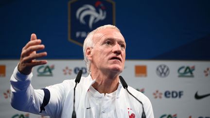 Le sélectionneur de l'équipe de France Didier Deschamps, à Clairefontaine, le 4 octobre 2021. (FRANCK FIFE / AFP)