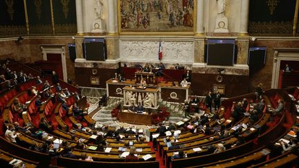 La Première ministre, Elisabeth Borne, devant l'Assemblée nationale, le 31 octobre 2022. (GEOFFROY VAN DER HASSELT / AFP)