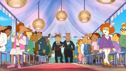 L'épisode refusé par la chaîne APT présente le mariage de l'institueur Nigel Ratburn et du chocolatier Patrick.  (PBS)