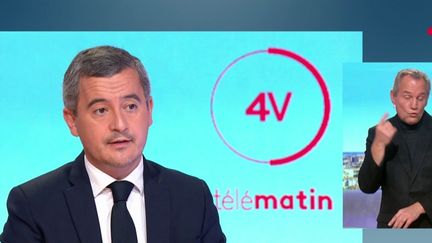 Gérald Darmanin, ministre de l'Intérieur, était l'invité des "4 Vérités" de France 2, jeudi 30 novembre. (France 2)