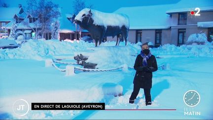 Laguiole sous la neige, dans l'Aveyron. (France 2)