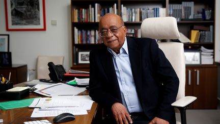 L'homme d'affaires soudano-britannique Mo Ibrahim initiateur et dirigeant de la fondation qui soutient la bonne gouvernance et le leadership de qualité sur le continent africain.&nbsp; (HOLLIE ADAMS / AFP)