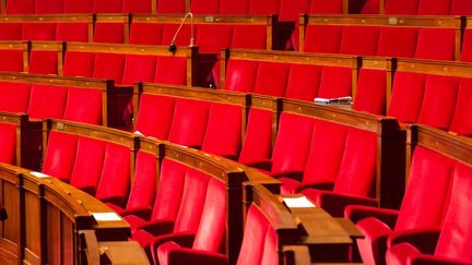 Les bancs de l'Assemblée nationale vides, le 31 mars 2015 à Paris. (GARO / PHANIE)