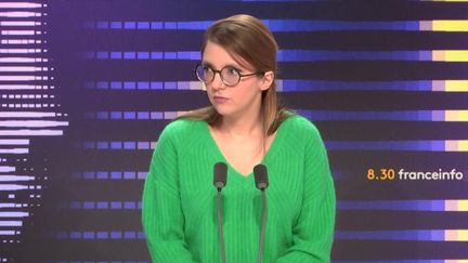 Aurore Bergé, députée des Yvelines, présidente du groupe Renaissance à l’Assemblée, était lundi 6 février l'invitée du 8h30 franceinfo. (FRANCEINFO / RADIOFRANCE)