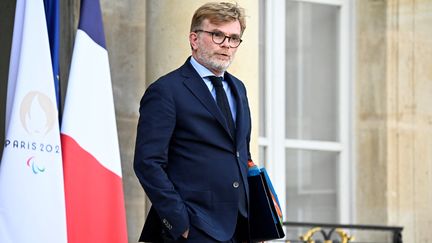 Minister of Agriculture Marc Fesneau leaves the Élysée on January 24, 2024. (JULIEN DE ROSA / AFP)