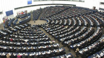  (L'hémicycle du Parlement européen en sessions plénière © MAXPPP)