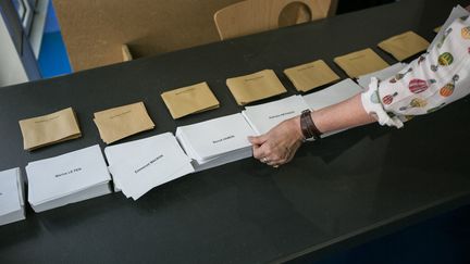 Un bureau de vote lors du premier tour de l'élection présidentielle, le 23 avril 2017, à Bordeaux (Gironde). (CONSTANT FORME-BECHERAT / HANS LUCAS / AFP)