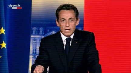 Nicolas Sarkozy, lors des voeux du 31 décembre 2009 (AFP)
