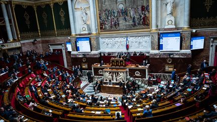 L'Assemblée nationale, le 21 mars 2023. (XOSE BOUZAS / HANS LUCAS / AFP)