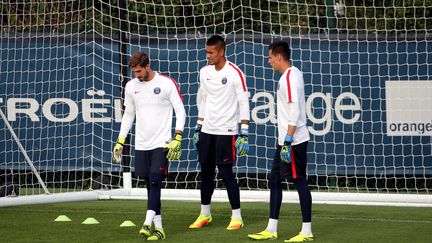 Les deux gardiens du PSG, Kevin Trapp et Alphonse Aréola (ARNAUD JOURNOIS / MAXPPP)