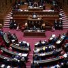 Le Sénat se prononce sur l'inscription de l'interruption volontaire de grossesse dans la Constitution, le 28 février 2024. (MATHILDE KACZKOWSKI / HANS LUCAS / AFP)