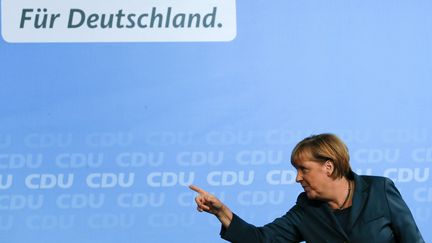 La chanceli&egrave;re allemande Angela Merkel lors d'un meeting de la CDU, le 16 septembre 2013 &agrave; Potsdam (Allemagne). (FABRIZIO BENSCH / REUTERS)