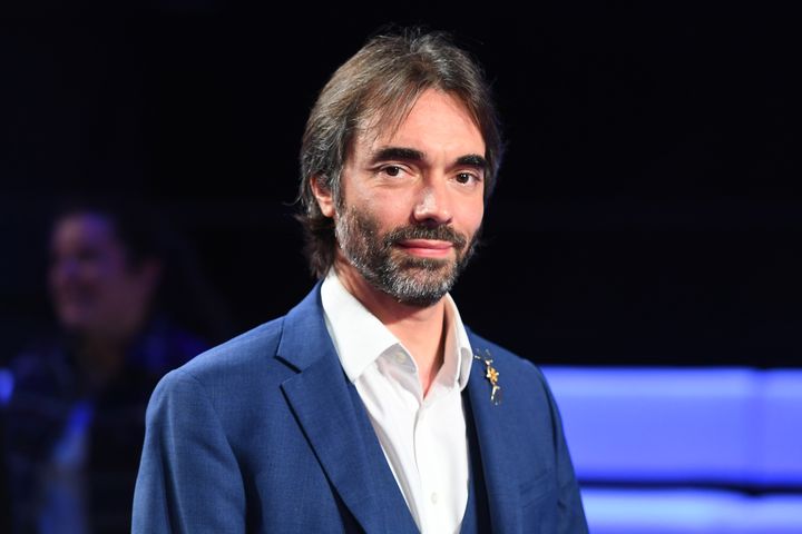 Cedric Villani&nbsp;lors du débat entre les candidats à la mairie de Paris sur franceinfo, le 10 mars 2020. (CHRISTOPHE ARCHAMBAULT / AFP)