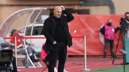 Frédéric Antonetti lors du match entre l'AS Monaco et le FC Metz au stade Louis-II, le 5 décembre 2021 (VALERY HACHE / AFP)