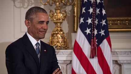 Le président américain Barack Obama,&nbsp;le 12 janvier 2017, à Washington (Etats-Unis). (NICHOLAS KAMM / AFP)