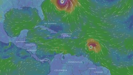 Après Irma et Jiosé, les Antilles sont menacées par l'ouragan Maria, lundi 18 septembre.&nbsp; (WINDY.COM)