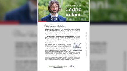 Le tract du candidat Cédric Villani distribué à Paris, les 5 et 6 octobre 2019. (DR)