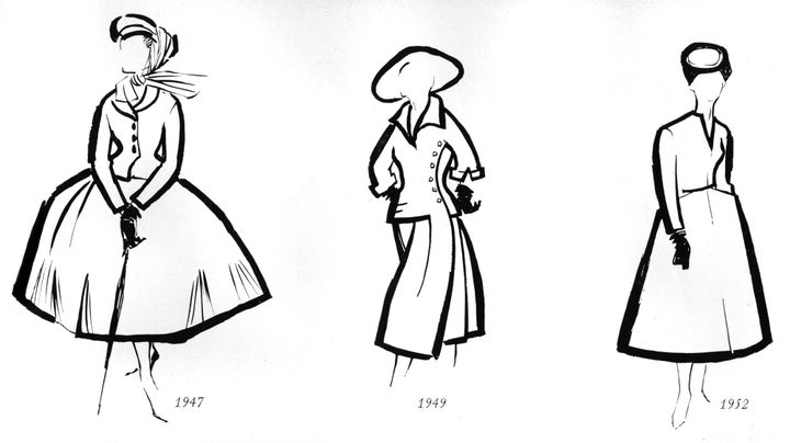 Christian Dior : études de 1947, 1949 et 1952
 (MARY EVANS/SIPA)