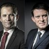 Benoît Hamon et Manuel Valls s'affrontent, dimanche 29 janvier, au second tour de la primaire de la gauche. (JOEL SAGET / AFP)