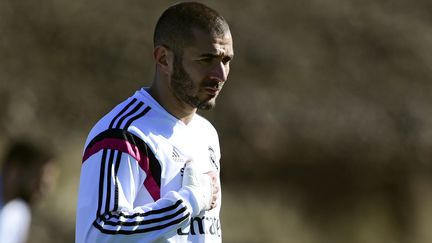 Karim Benzema &agrave; l'entra&icirc;nement avec le Real de Madrid le 18 d&eacute;cembre 2014 &agrave; Marrakech (Maroc). (JAVIER SORIANO / AFP)