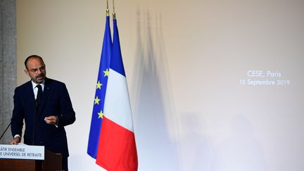 Le Premier ministre, Edouard Philippe, s'adresse au Conseil économique, social, et environnemental, à Paris, le 12 septembre 2019. (MARTIN BUREAU / AFP)