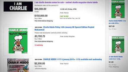 &nbsp; (Les particuliers mettent en vente des numéros de Charlie Hebdo à des prix exorbitants © capture d'écran eBay)