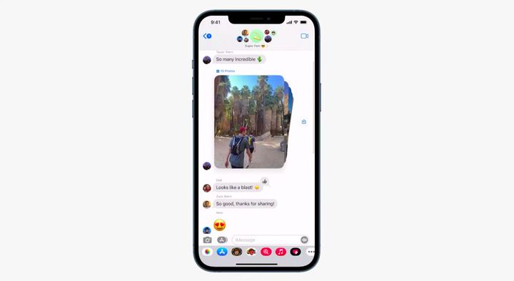 Lorsqu'un utilisateur envoie plusieurs photos, elles seront désormais disposées en collage. (APPLE)