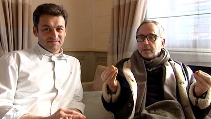 Jérôme Brochot, chef étoilé du restaurant Le France et Fabrice Luchini
 (France3/culturebox)