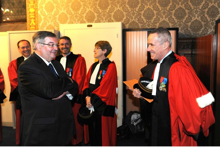 Sous les yeux du ministre de la Justice Michel Mercier, François Molins est officiellement nommé procureur de Paris, le 14 décembre 2011 à Paris. (CHAMUSSY / SIPA)