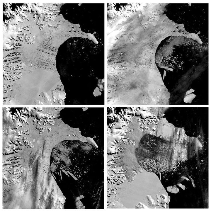 Icebergs et évolution des glaces du Larsen B (images satellites) (AFP/NASA)