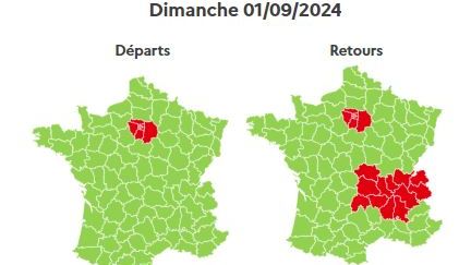 Prévisions Bison Futé pour la journée du 1er septembre 2024. (BISON FUTE)