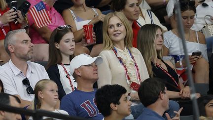 L'actrice australienne Nicole Kidman dans les tribunes pour assister à la finale de gymnastique artistique féminine aux Jeux olympiques de Paris 2024, à l'Arena Bercy, Paris, France, le 30 juillet 2024. (ANNA SZILAGYI / EPA)