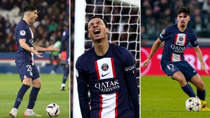 Carlos Soler, Hugo Ekitike et Vitinha sous les couleurs du Paris Saint-Germain lors de la saison 2022/23. (AFP)