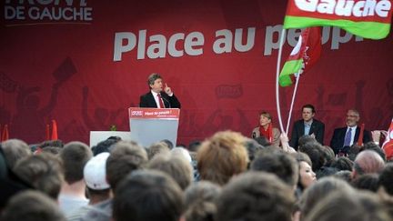 A Strasbourg, Jean-Luc Mélenchon s'en est une nouvelle fois pris au FN. (FREDERICK FLORIN / AFP)