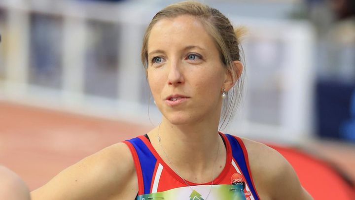 Manon Genest lors des championnats de France indoor de para athlétisme, le 10 février 2024 à Saint-Brieuc. (FLORENT PERVILLE / FFH)