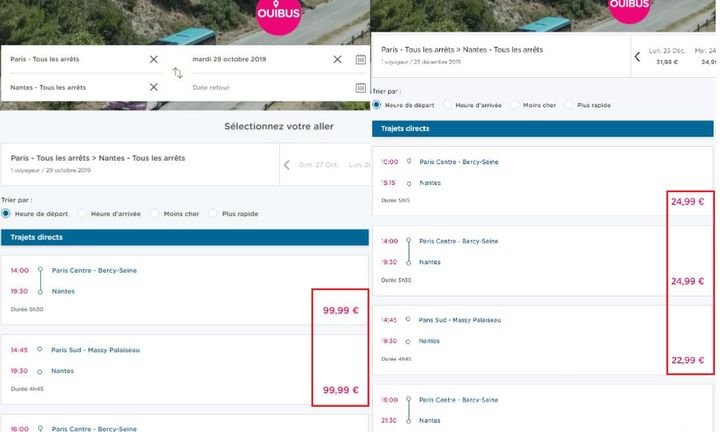 Capture d'écran du site ouibus.com, le 29 octobre 2019. (CAPTURE D'ÉCRAN)