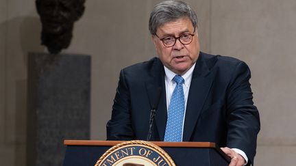 Le ministre de la Justice américain, William Barr, le 15 juillet 2019 lors d'une conférence de presse à Washington. (SAUL LOEB / AFP)