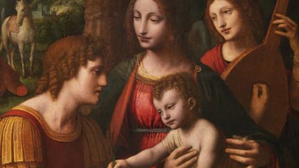 Bernardino Luini, "Vierge à l'Enfant avec saint Georges et un ange musicien", huile sur panneau (détail) (courtesy Aguttes)