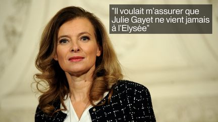 Durant cette visite qu'elle raconte &agrave; la Repubblica, Fran&ccedil;ois Hollande aurait assur&eacute; &agrave; Val&eacute;rie Trierweiler que Julie Gayet ne venait pas &agrave; l'Elys&eacute;e. C'&eacute;tait juste avant la publication de clich&eacute;s qui prouvent le contraire dans Voici. (MAXPPP)