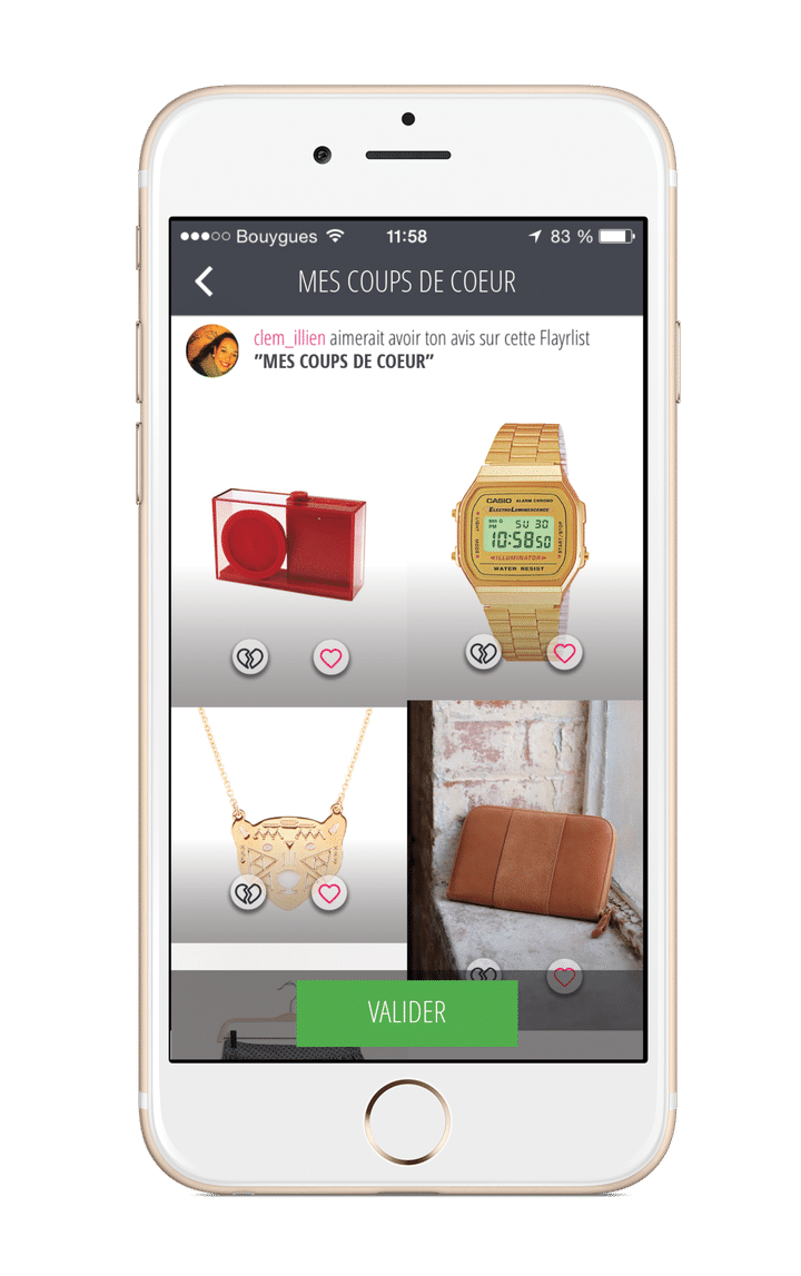 Application Flayr : sélectionner ses coups de coeur et constituer une liste 
 (DR)