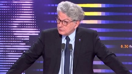 Thierry Breton, commissaire européen, était l'invité du "8h30 franceinfo" le 10 juillet 2023. (FRANCEINFO / RADIO FRANCE)