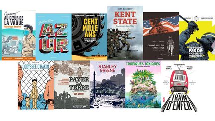 CHAPPATTE, LES ARENES / SIMON BOURNEL-BOSSON, KIBLIND / CECILE GUILLARD, LA REVUE DESSINEE + SEUIL / DERF BACKDERF, CA ET LA / BRÜNO, DARGAUD / IVAN BRUN, LA REVUE DESSINEE /&nbsp; (FABIEN TOULME, DELCOURT / JOE SACCO, FUTUROPOLIS + XXI / TRISTAN FILLAIRE, DELCOURT / NICOLA GOBBI, STEINKIS + LES ESCALES / GWENAËL MANAC’H, LA VILLE BRÛLE)